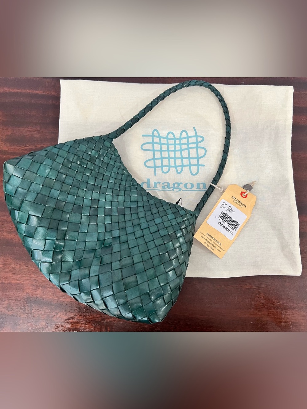 Dragon Diffusion The Rosanna Woven Bag Forest Green - Picture 5 of 14